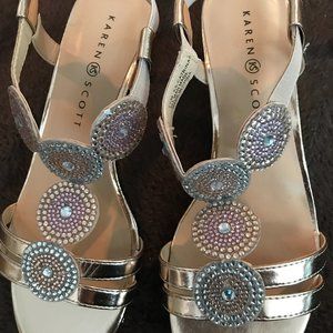 Karen Scott Catrina Rose Gold Wedge Sandal.